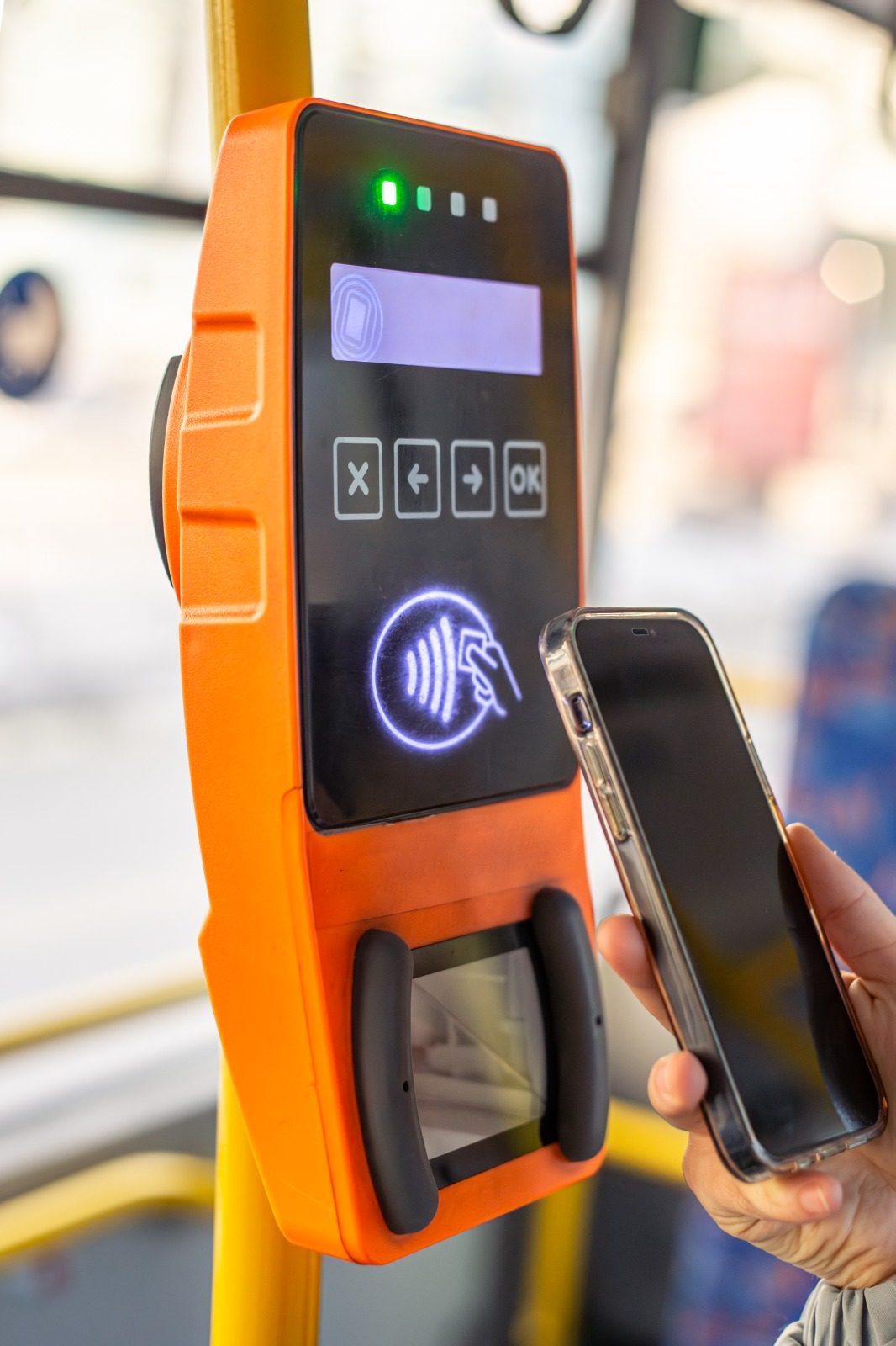Contactless fare technology aboard a public-transport fleet vehicle